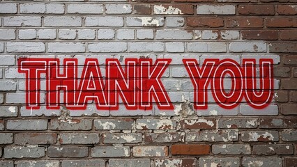 Thank You Graffiti on a Brick Wall