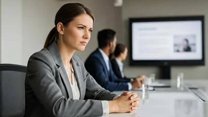 Focused business presentation in modern office with professional team interaction - Powered by Adobe