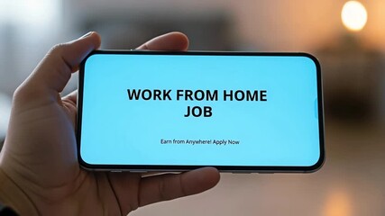 Smartphone displaying a work-from-home job for the concept of modern workplace.