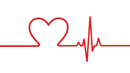 red heartbeat line forming a heart shape, representing life, love, passion, and emotional connection ideal for medical romance concepts, valentines designs, and symbolic modern graphics