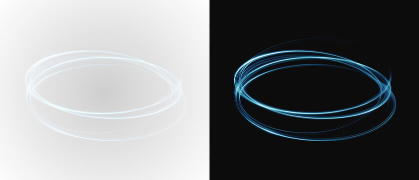 Blue circles glowing overpping on dark blue background. Speed motion moving movement concept png Blue neon ring. Glowing circle. Glow effect. Round light frame. abstract light lines of movement PNG