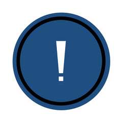 Blue circle with white exclamation mark isolated on transparent background