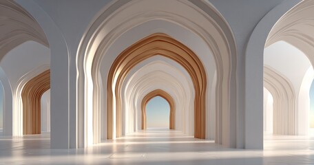 Fototapeta premium Elegant 3D Abstract Architectural Design for Ramadan Celebration Background