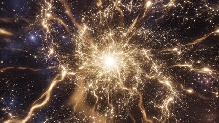 Cosmic explosion with radiant energy and stars in space. - Powered by Adobe