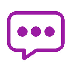 Purple speech bubble icon with three dots isolated on transparent background