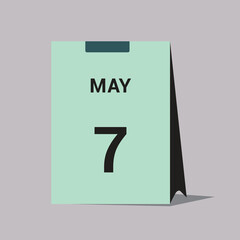 7 may calendar date icon minimal desk calendar vector illustration
