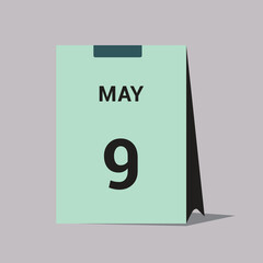 9 may calendar date icon minimal desk calendar vector illustration