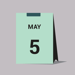 5 may calendar date icon minimal desk calendar vector illustration
