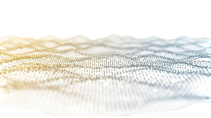 Wavy mesh pattern on an isolated transparent background with a mix of yellow and white hues
