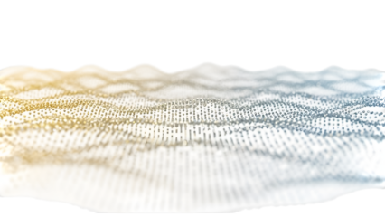 Wavy mesh pattern on an isolated transparent background with a mix of yellow and white hues