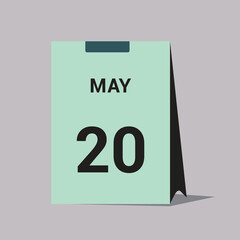 20 may calendar date icon minimal desk calendar vector illustration