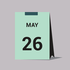 26 may calendar date icon minimal desk calendar vector illustration