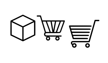 Geometric shopping cart icon pack in flat style for branding and infographics