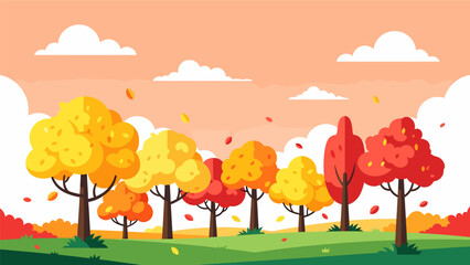 Autumn trees with colorful leaves in landscape Autumn.