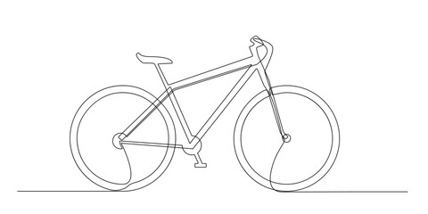 One Continuous Line Drawing of Bicycle. Minimal Bike Line Art Illustration