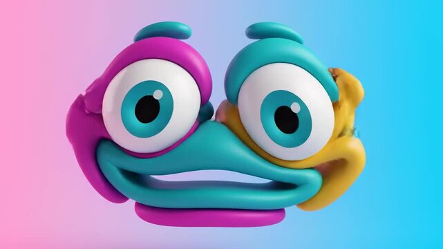 Colorful 3D cartoon duck face with big eyes. latest creative trending background video.creative motion graphic animation video