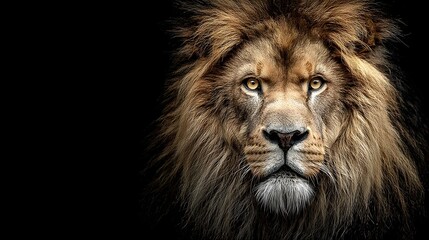 Naklejka premium Majestic Male Lion Portrait with a Powerful and Intense Gaze
