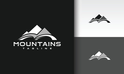 mountain with curved lines logo