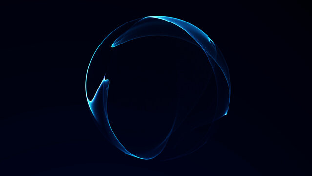 Bright blue and purple plasma energy orb with smooth glowing gradients and flowing light, abstract futuristic digital sphere on dark background.