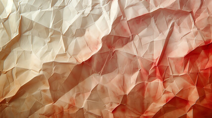 Abstract Red and Beige Crumpled Paper Texture