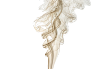 Brown smoke rising up in wavy tendrils and curls slowly dissipating in air transparent background