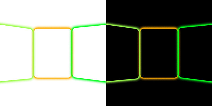 neon geometric frame on transparent and black background for futuristic interface design - Powered by Adobe