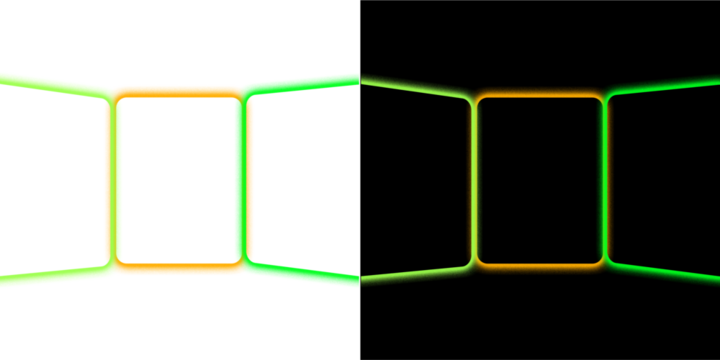 neon geometric frame on transparent and black background for futuristic interface design - Powered by Adobe