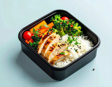 Lunch box ryż z kurczakiem i warzywami - dieta pudełkowa