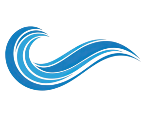 Dynamic blue ocean wave graphic design element isolated on transparent background
