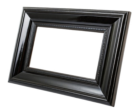 Elegant Black Picture Frame Isolated on Transparent Background 