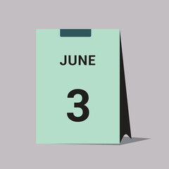 3 june calendar date icon minimal desk calendar vector illustration