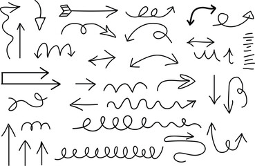 Hand Drawn Arrow Doodle Set in Sketch Style for Direction and Highlight Design