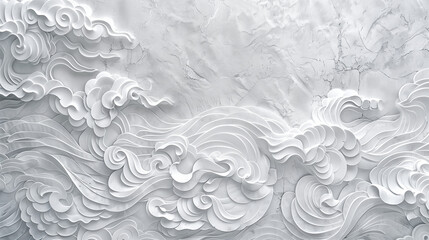 White Wave Pattern on Gray Background