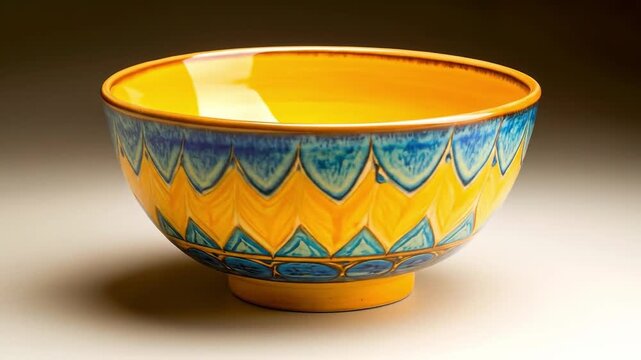Colorful ceramic bowl decorative object with hand painted design