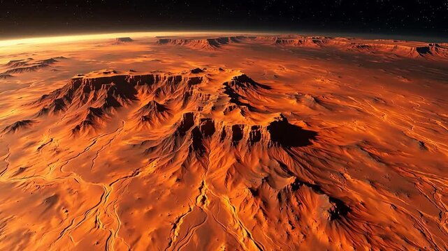 Asteroid surface with craters and ridges