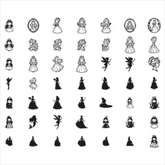 Obraz premium Princess SVG – Fairy Tale Princess Silhouette and Royal Girl Vector