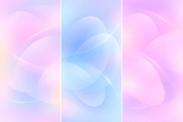 Set of pastel Easter egg abstract backgrounds with soft pink and blue gradient, dreamy blurred oval shapes and smooth glowing light effects