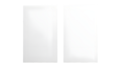 Two white rectangles isolated on transparent background
