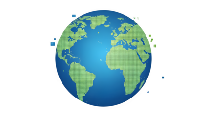 Globe with grid overlay isolated on transparent background