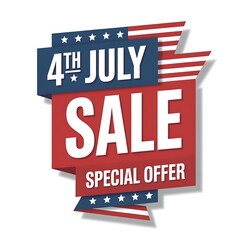 Fototapeta premium 4th of july sale special offer with american flag design isolated on white background