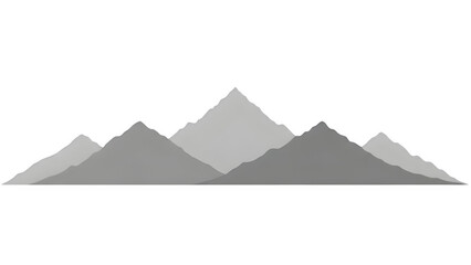 Grey mountain range on isolated on transparent background
