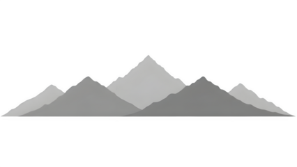 Grey mountain range on isolated on transparent background