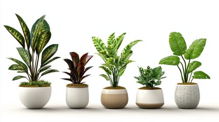 Diverse Indoor Plants in Modern Pots for Stylish Home Decor