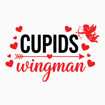 Cupid's wingman logo with hearts and arrows design