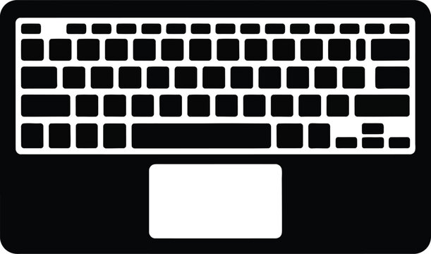 Minimalist black laptop keyboard and trackpad icon illustration