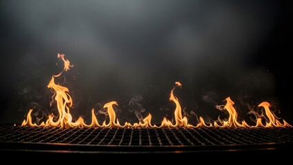 Summer vacation travel warm flames on a spring bbq grill