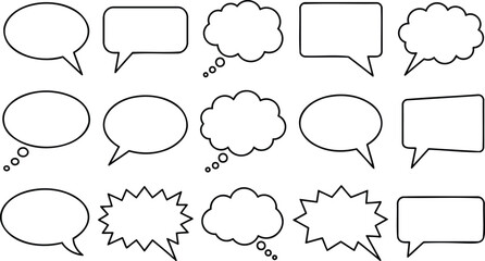 Obraz premium Set of Speech and Thought Bubbles for Comics and Communication Design. Vector Outline Icons Collection.