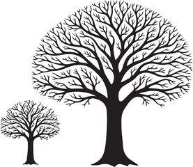 Obraz premium Two bare trees silhouette illustration