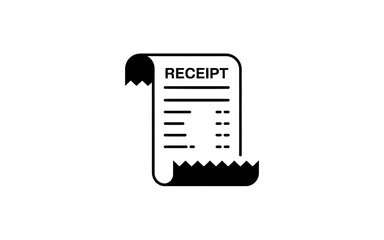Simple receipt document icon in black and white