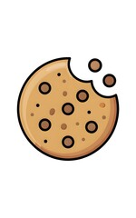 Delicious bitten chocolate chip cookie on white background